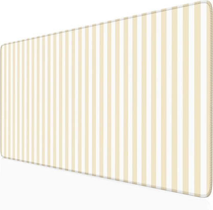 Beige Striped Desk Mat Cute Pastel XXL Large Gaming Mouse Pad Desk Pad Kawaii Aesthetic Home Office Decor Cozy Keyboard Laptop Computer Mat