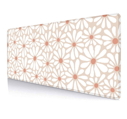 Large Mouse Pad Mousepad, Pink Flowers in a Blue Desk Mats for Desktop, Watercolor Beautiful Floral Laptop Computer Desk Pad, Non-Slip Rubber Base Desktop Mat, 31.5 x 11.8 inches