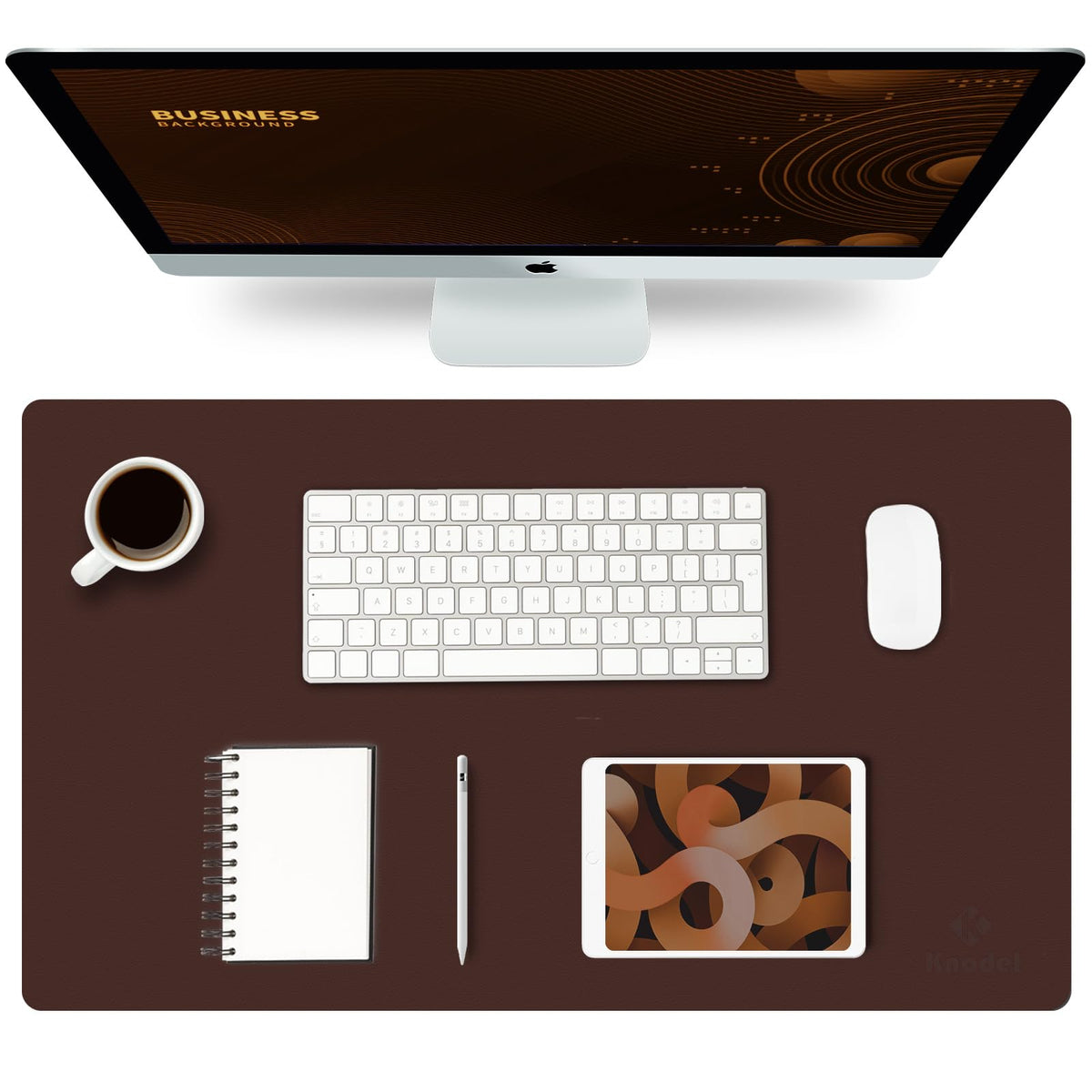 K KNODEL Large Office Desk Mat, Leather Mouse Pad (31.5"x15.7", Black)