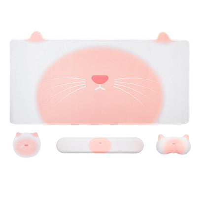 Gaming Desk Mat with Keyboard Wrist Rest Set, 4 in 1 Mouse Pad Set