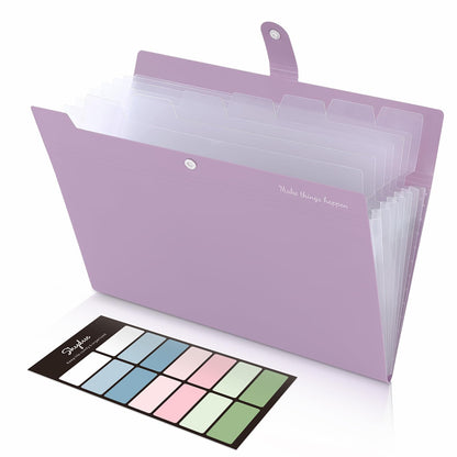 SKYDUE Expanding File Organizer with 8 Pockets, Accordion File Folders with Labels, Portable Document Paper Bill Receipt Organizer, Home College School Office Supplies, Letter Size,Milk Tea Brow