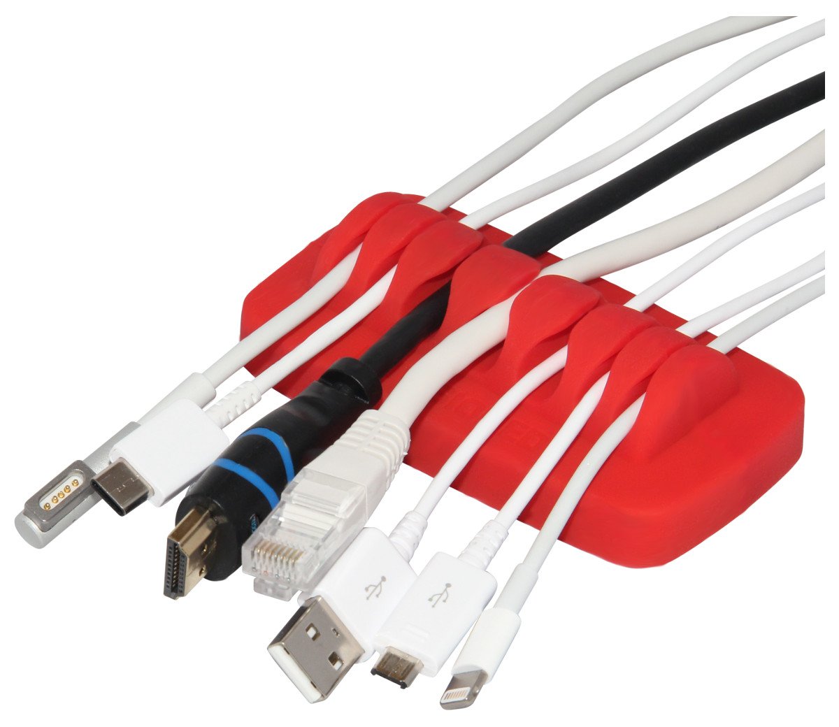 Heaviest Cable Organizer on the Market! Compact and Weighted Desktop Cord Holder for Desk and Nightstand, Eco-Friendly Silicone, No Bad Smell, Bundled with 4 Reusable Cable Ties! (Black)