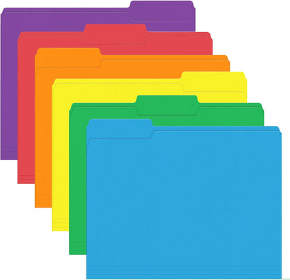 PANDRI Colored File Folders, 120 Pack 1/3 Cut Tab File Folder, 6 Colors