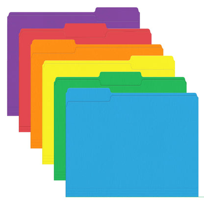 PANDRI Colored File Folders, 120 Pack 1/3 Cut Tab File Folder, 6 Colors
