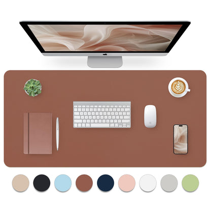 Leather Desk Pad, Mouse Pad, Non-Slip Desk Protector Mat, Leather Desk Blotter, Computer Desk Pad, Waterproof Desk Mat for Office Home Decor - Beige (31.5×15.7 Inches)