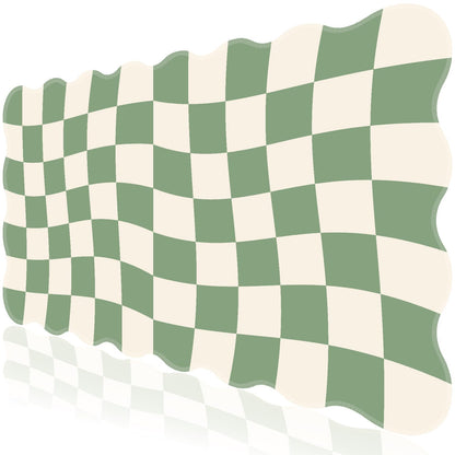 L-SPOUTTO Pink Mouse Pad,Geometric Desk Mat XXL Large Scalloped Gaming Mousepad,35.4x15.7in Non-Slip Rubber Base Keyboard Pad Waterproof Desktop Mat for Laptop Computer Game Home Office-Checkered