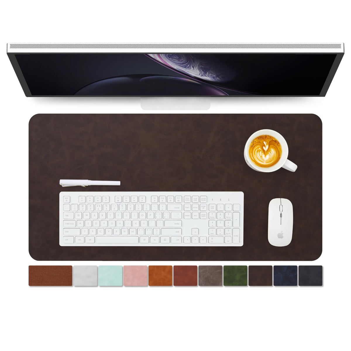 Distressed Leather Desk Mat - Non-Slip PU Desk Pad for Office and Home - Desk Organization and Accessories - Ideal for Large Mouse Pad and Desk Mats on Top of Desks(Tan,31.5"x 15.7")