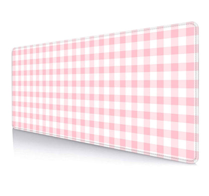 Large Mouse Pad Mousepad, Pink Flowers in a Blue Desk Mats for Desktop, Watercolor Beautiful Floral Laptop Computer Desk Pad, Non-Slip Rubber Base Desktop Mat, 31.5 x 11.8 inches
