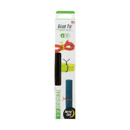 Nite Ize Original Gear Tie - 6-Inch Reusable Rubber Twist Tie - Reusable Gear Ties - Electric Cord Organizers - Twist Ties for Cords - Reusable Zip Ties - Black, 6-Inch, 12 Pack