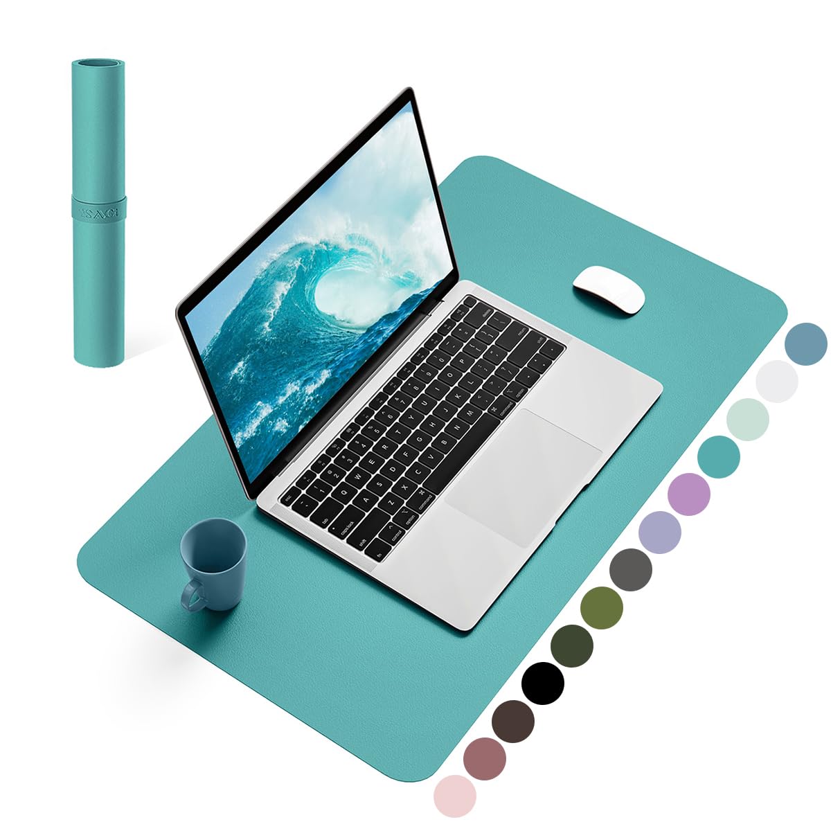 YSAGi Non-Slip Leather Desk Pad, Waterproof Laptop Computer Desk Keyboard Mat, Table Protector Blotter Mat, Large Mouse Pad for Office/Work/Home/Decor(Dark Brown, 31.5" x 15.7")