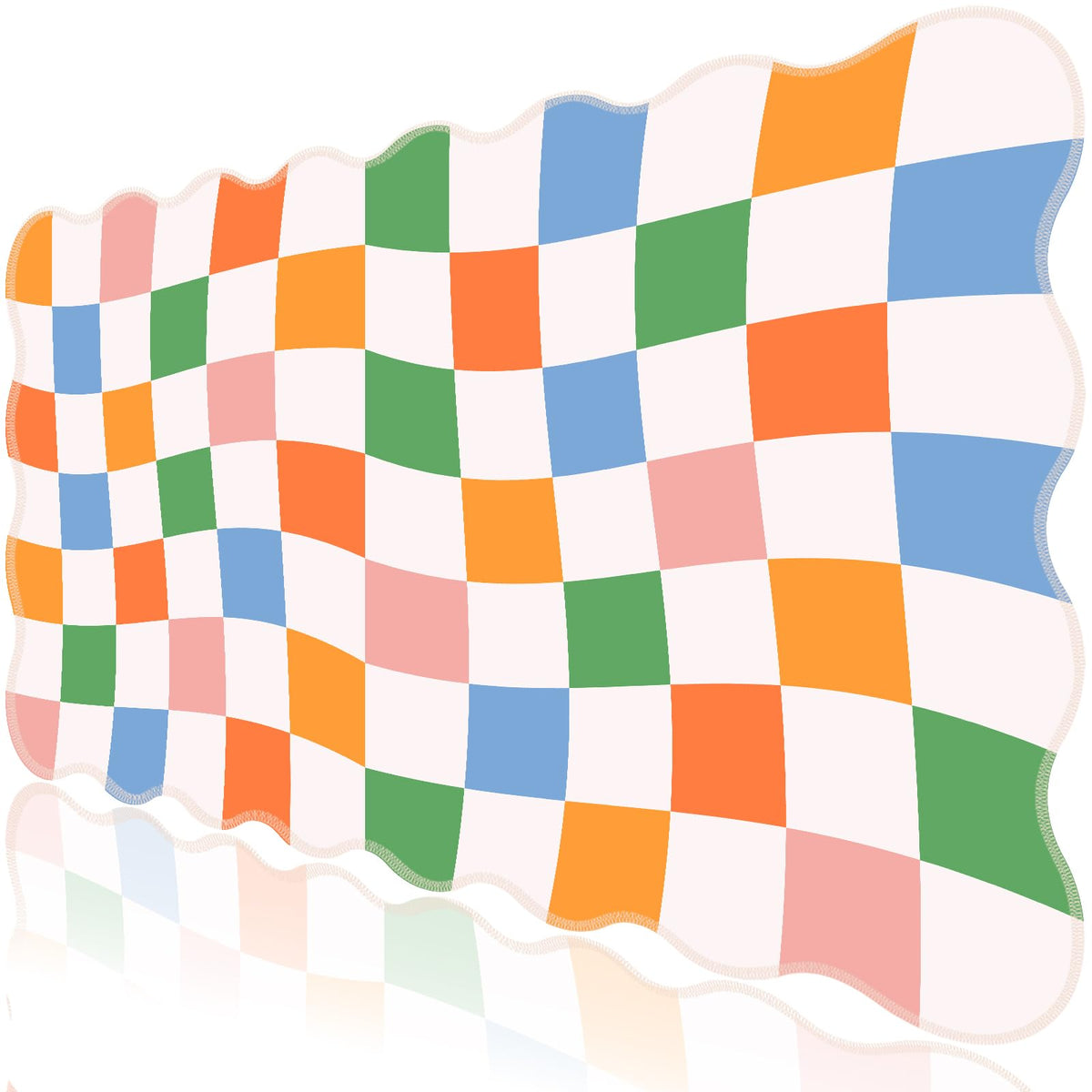 L-SPOUTTO Pink Mouse Pad,Geometric Desk Mat XXL Large Scalloped Gaming Mousepad,35.4x15.7in Non-Slip Rubber Base Keyboard Pad Waterproof Desktop Mat for Laptop Computer Game Home Office-Checkered