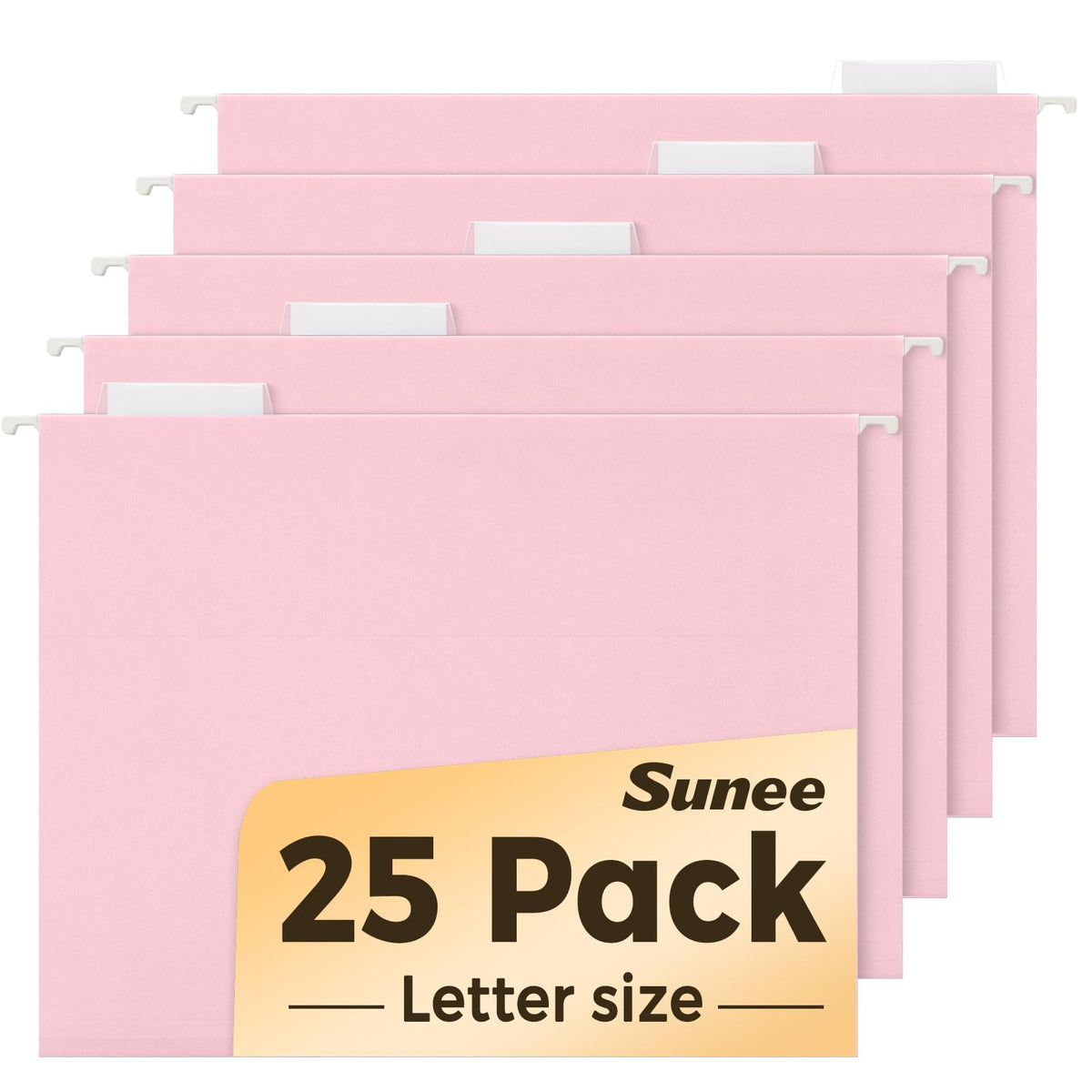 SUNEE 25 Count Hanging File Folders, Pastel Colors, Hanging File Folders Letter Size, Hanging Folders with 1/5-cut Tabs, Designed for Bulky Files, Filing Cabinets, Medical Charts