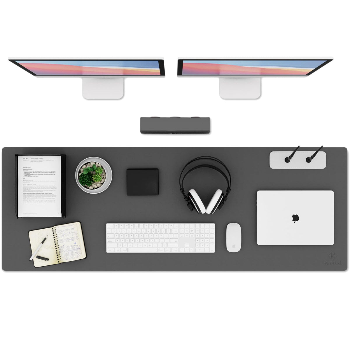 K KNODEL Large Office Desk Mat, Leather Mouse Pad (31.5"x15.7", Black)