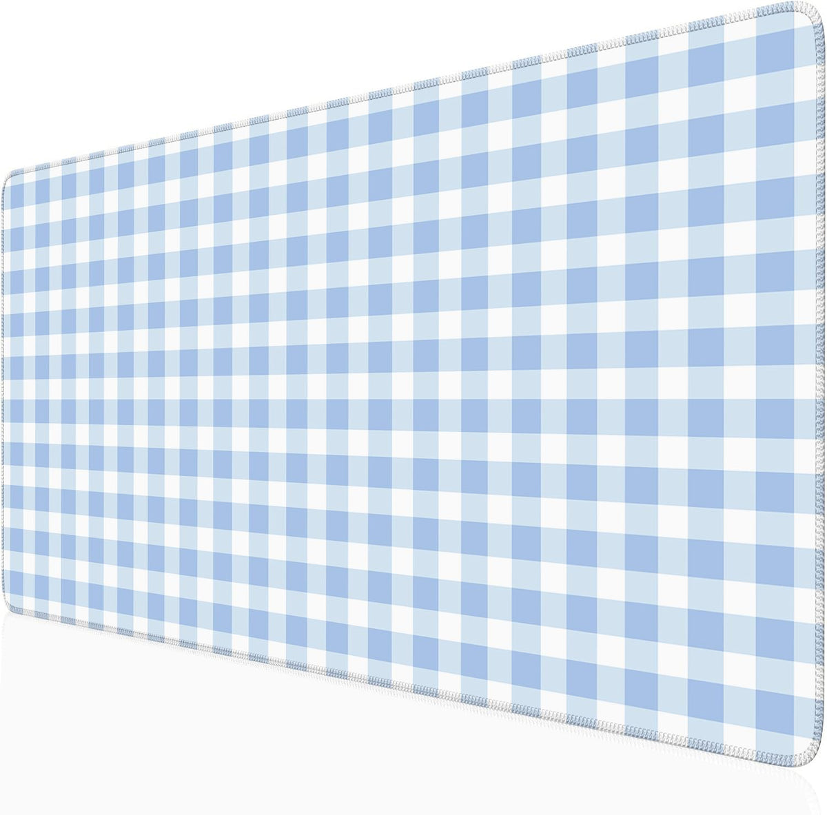 Checkered Desk Mat Cute Pink Pastel XXL Large Mouse Pad Aesthetic Boho Desk Pad with Stitched Edges, Office Decor Keyboard Pad Mouse Mat for Computer
