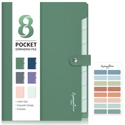 Sooez Elegant Accordion File Organizer, 8 Pocket Expanding File Folder
