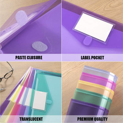 Sooez 10 Pack File Folders, Clear Poly Envelopes Plastic Folders A4 Pouch