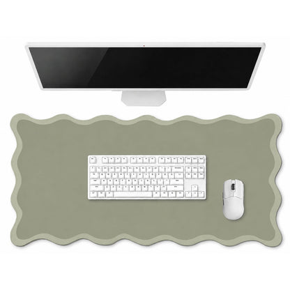 Hahafelt Large Scalloped Desk Mat Pad, Blue, 31.5 x 15.8 Inches