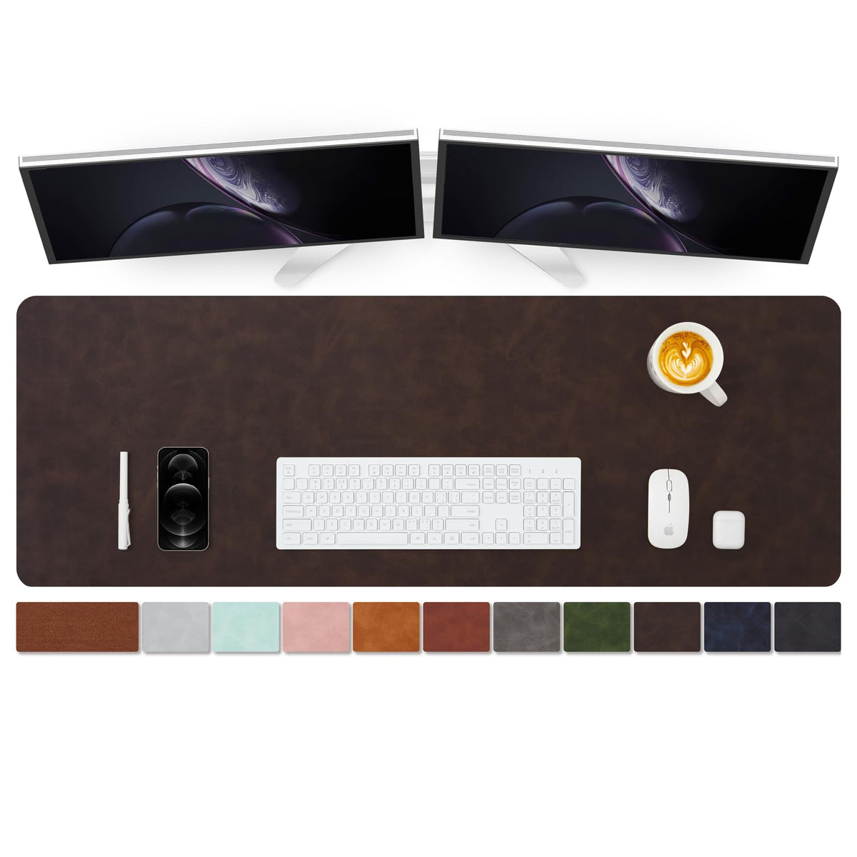 Distressed Leather Desk Mat - Non-Slip PU Desk Pad for Office and Home - Desk Organization and Accessories - Ideal for Large Mouse Pad and Desk Mats on Top of Desks(Tan,31.5"x 15.7")