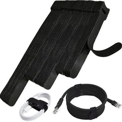 70pcs Cable Ties Reusable Black and White Wire Ties Cable Management Cord Ties Reusable for Electronics Hook and Loop Cable Ties for Computer 4 6 8 Inch