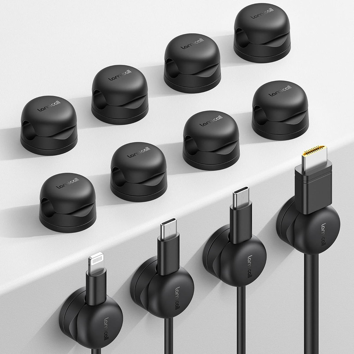 Lamicall 6 Pack Rotatable Cord Organizer, 1s Lock Spring Cable Holder Clips