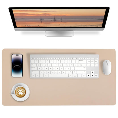 Leather Desk Pad, Mouse Pad, Non-Slip Desk Protector Mat, Leather Desk Blotter, Computer Desk Pad, Waterproof Desk Mat for Office Home Decor - Beige (31.5×15.7 Inches)