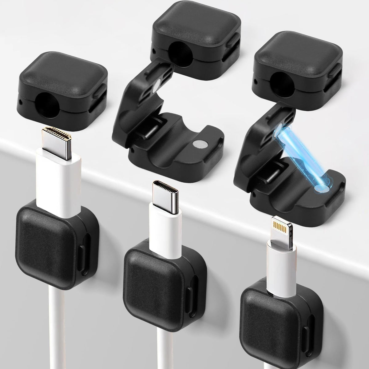 Art3d 8-Pack Magnetic Cable Clips, Cord Organizer, Office Cable Management