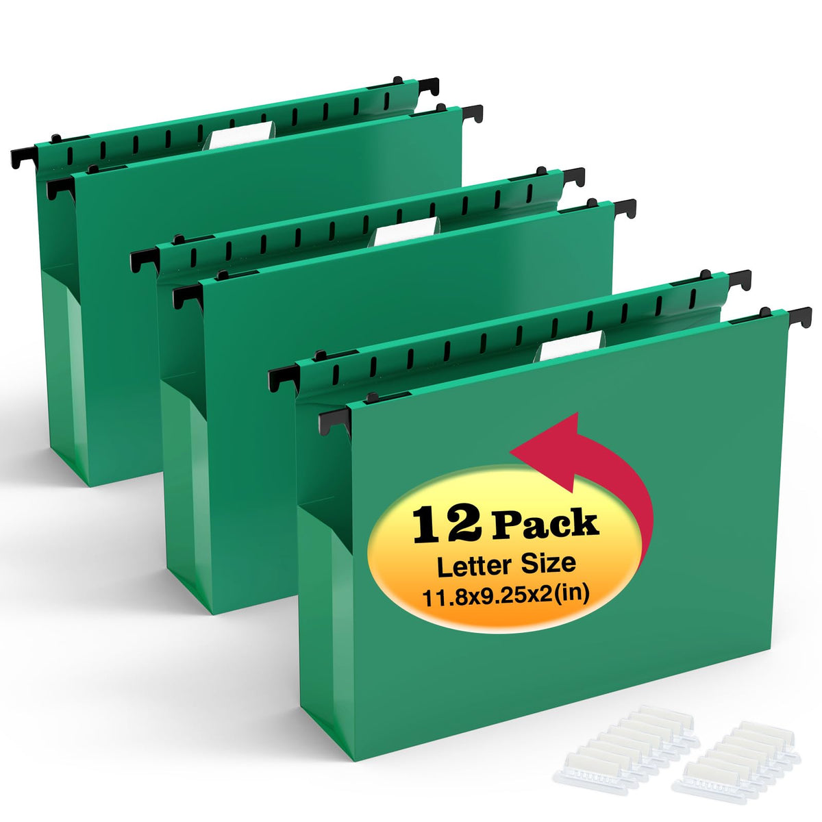 SHUTEX Extra Capacity Plastic Hanging File Folders,12 Pack,Letter, 6 Colors