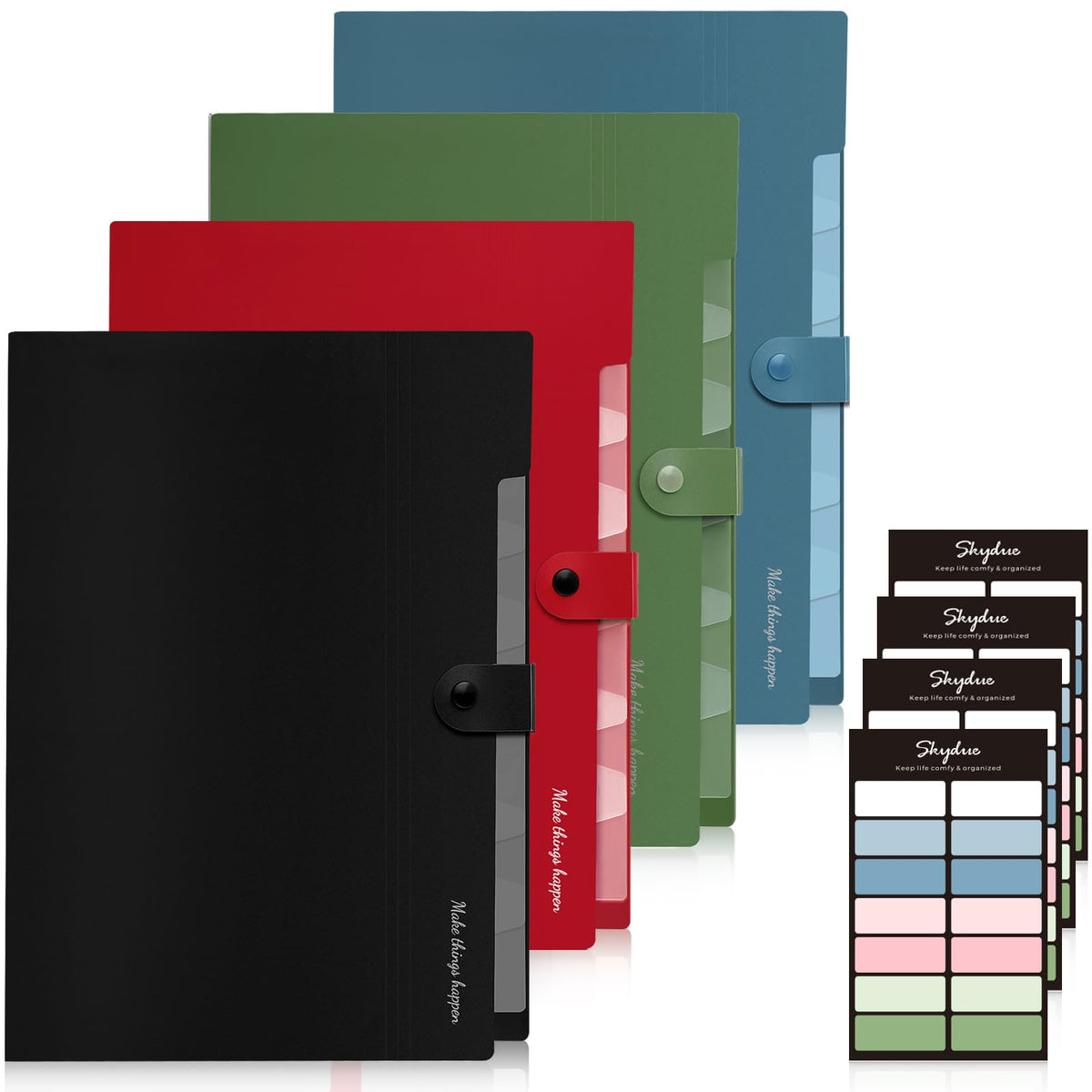 SKYDUE Expanding File Organizer with 8 Pockets, Accordion File Folders with Labels, Portable Document Paper Bill Receipt Organizer, Home College School Office Supplies, Letter Size,Milk Tea Brow