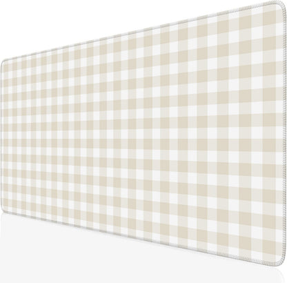Checkered Desk Mat Cute Pink Pastel XXL Large Mouse Pad Aesthetic Boho Desk Pad with Stitched Edges, Office Decor Keyboard Pad Mouse Mat for Computer