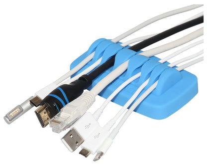 Heaviest Cable Organizer on the Market! Compact and Weighted Desktop Cord Holder for Desk and Nightstand, Eco-Friendly Silicone, No Bad Smell, Bundled with 4 Reusable Cable Ties! (Black)