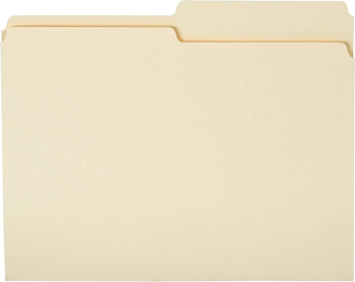 Amazon Basics Manila File Folders, Letter Size, 1/2 Tab in Left and Right Positions, 8.5" x 11", 36-Pack