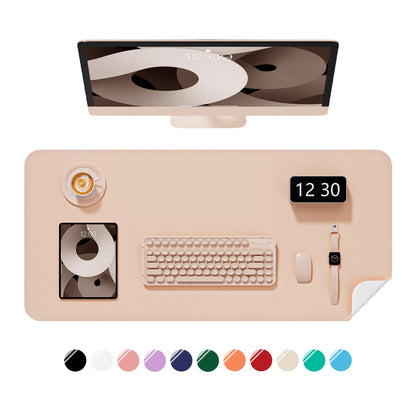 Desk Pad, 30" x 14" PU Leather Non-Slip Desk Mat Large Mouse Pad for Desktop, Waterproof Laptop Computer Writing Mat for Office, Home, Work, Gaming, Ivory White