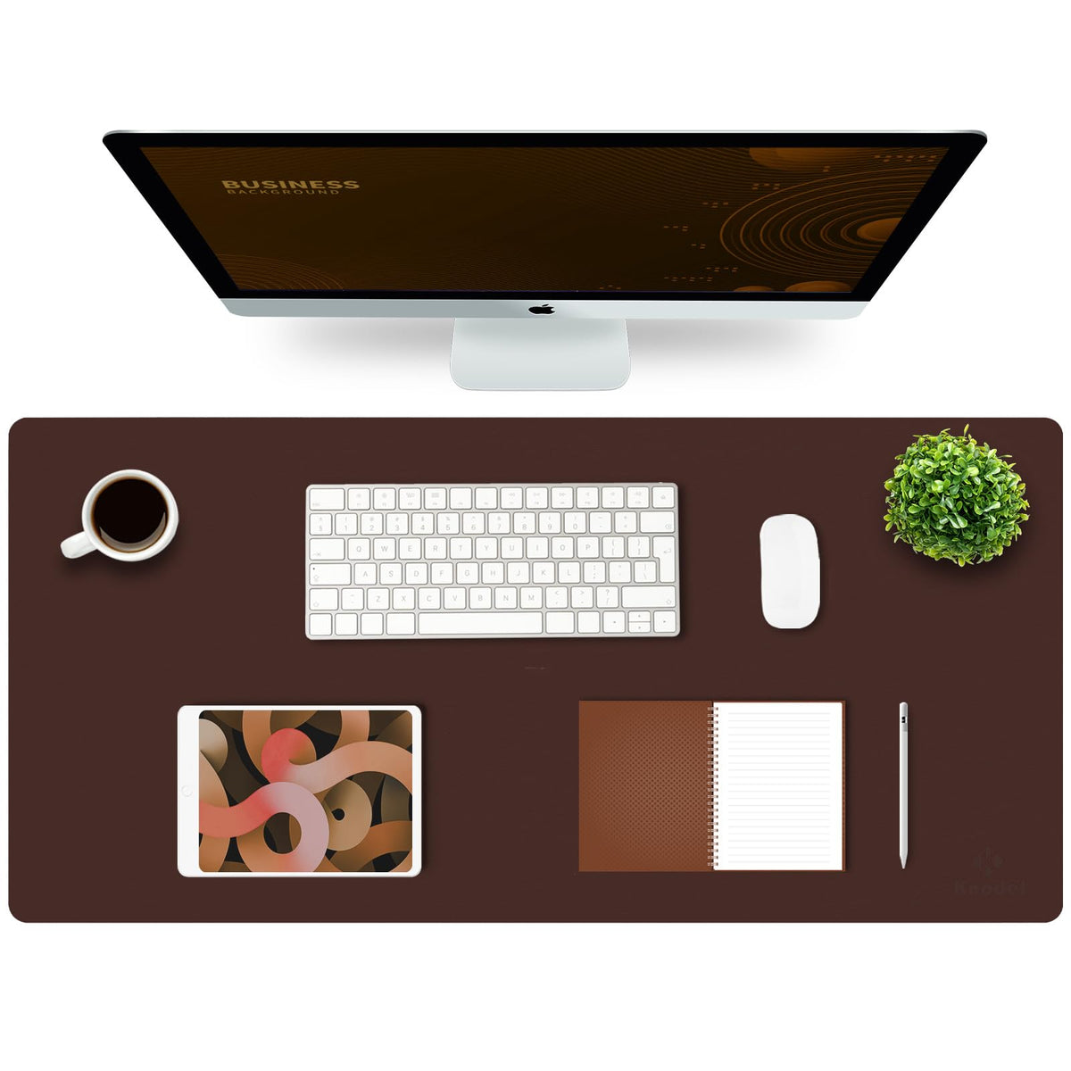 K KNODEL Large Office Desk Mat, Leather Mouse Pad (31.5"x15.7", Black)