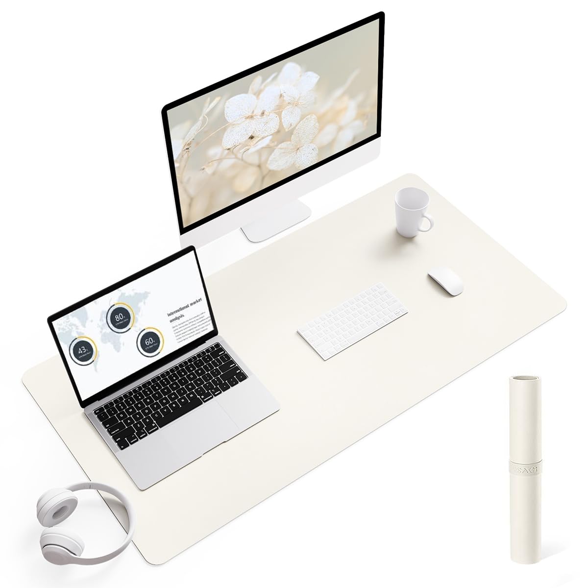 YSAGi Non-Slip Leather Desk Pad, Waterproof Laptop Computer Desk Keyboard Mat, Table Protector Blotter Mat, Large Mouse Pad for Office/Work/Home/Decor(Dark Brown, 31.5" x 15.7")