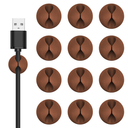 Flezoo 12PCS Black Adhesive Cable Clips Cord Organizer for Wire Management
