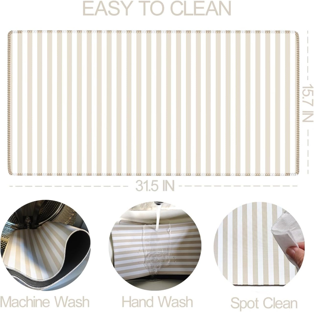 Beige Striped Desk Mat Cute Pastel XXL Large Gaming Mouse Pad Desk Pad Kawaii Aesthetic Home Office Decor Cozy Keyboard Laptop Computer Mat
