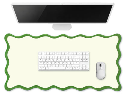 Hahafelt Large Scalloped Desk Mat Pad, Blue, 31.5 x 15.8 Inches