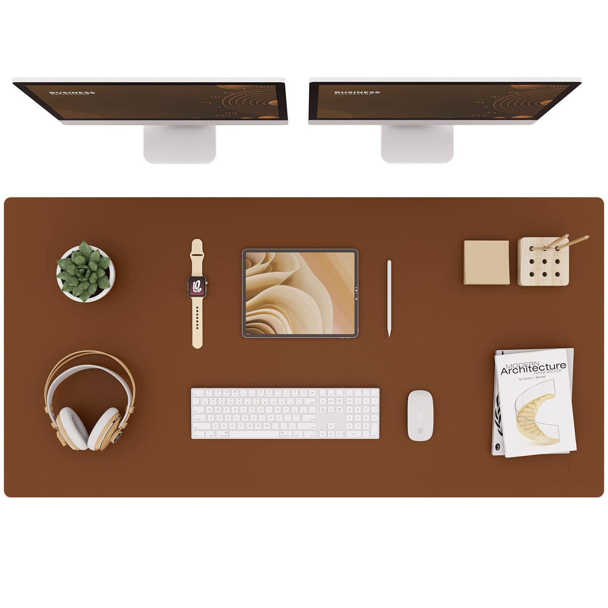 K KNODEL Large Office Desk Mat, Leather Mouse Pad (31.5"x15.7", Black)
