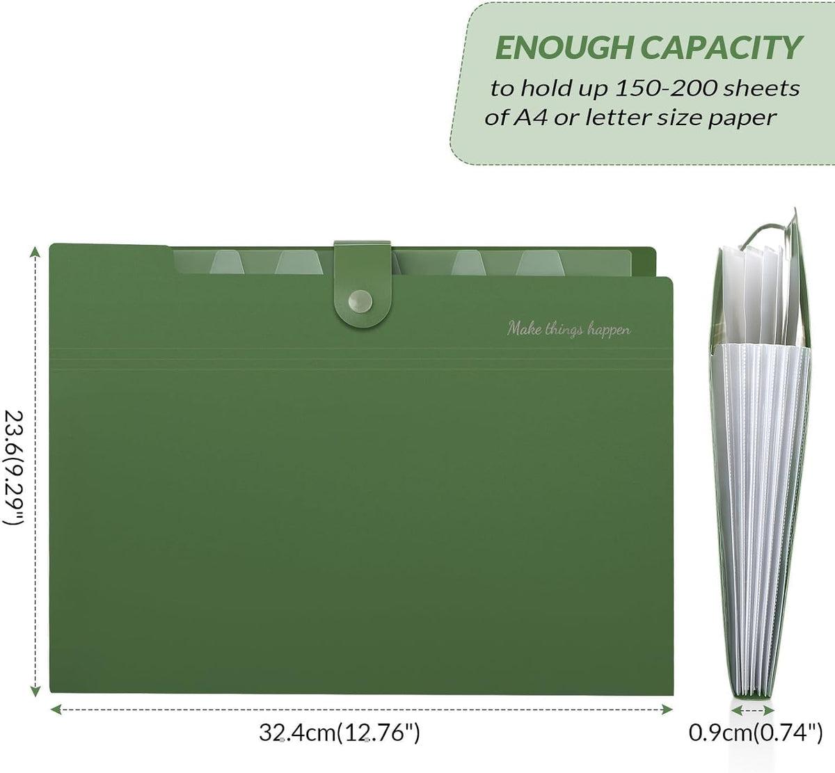 SKYDUE Expanding File Folders with 8 Pockets, Accordion File Organizer with Labels, Portable Paper Bill Receipt Organizer, Letter Size, Home School Office Supplies, Olive Green