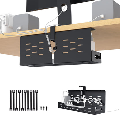 Univivi Under Desk Cable Management Tray, Cable Management, 32 inch, Black