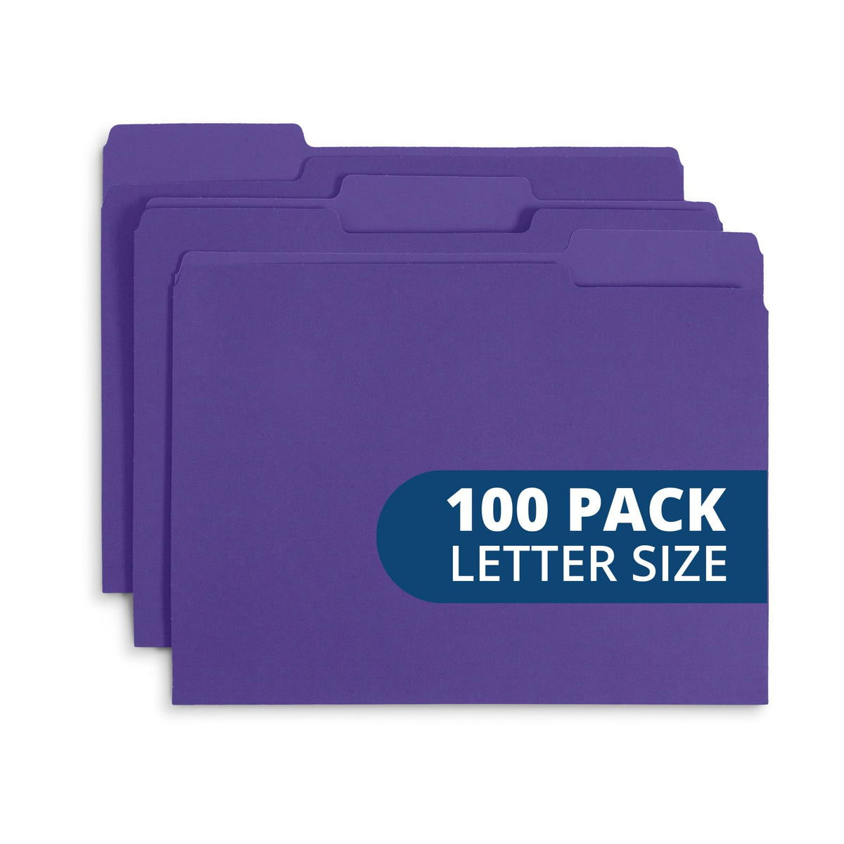 Blue Summit Supplies 100 File Folders, Letter Size, 1/3 Cut Tab, Red