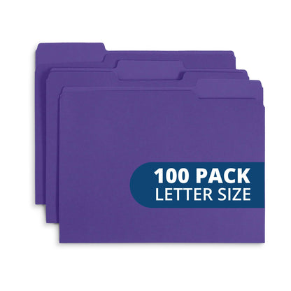 Blue Summit Supplies 100 File Folders, Letter Size, 1/3 Cut Tab, Red