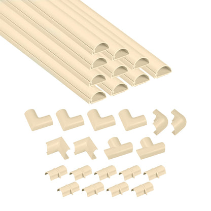 D-Line 157in Cord Cover Kit, Self-Adhesive Wire Hiders, Paintable Cable Raceway to Hide Wires on Wall, Electrical Cable Management - 10x 15.7 Lengths & 19 Accessories - 1.18" (W) x 0.59" (H) - White