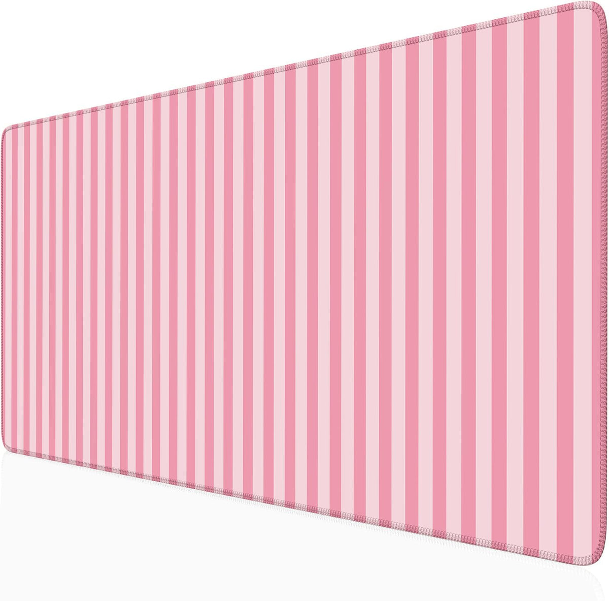 Beige Striped Desk Mat Cute Pastel XXL Large Gaming Mouse Pad Desk Pad Kawaii Aesthetic Home Office Decor Cozy Keyboard Laptop Computer Mat