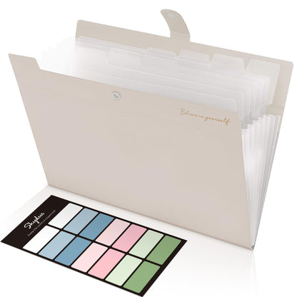 SKYDUE Expanding File Organizer with 8 Pockets, Accordion File Folders with Labels, Portable Document Paper Bill Receipt Organizer, Home College School Office Supplies, Letter Size, Blue