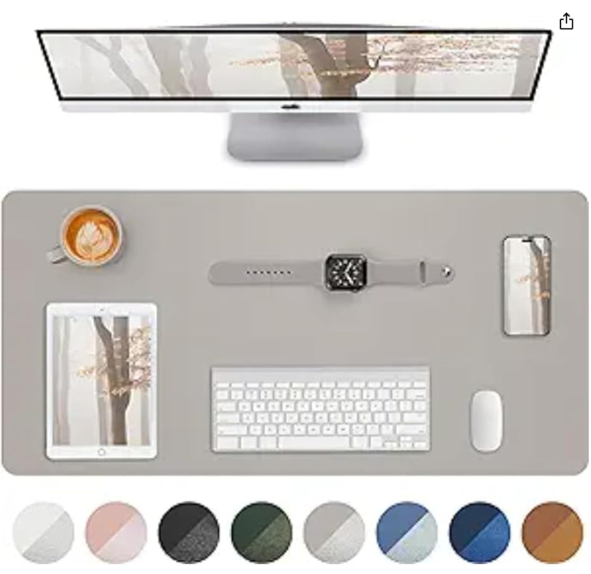 Leather Desk Pad Blotter,Mouse Pad,Office Desk Mat, Non-Slip PU Leather Desk mat,Large Desk mat,Waterproof Keyboard mat for Office/Home/Decor (Black,35" x 17")