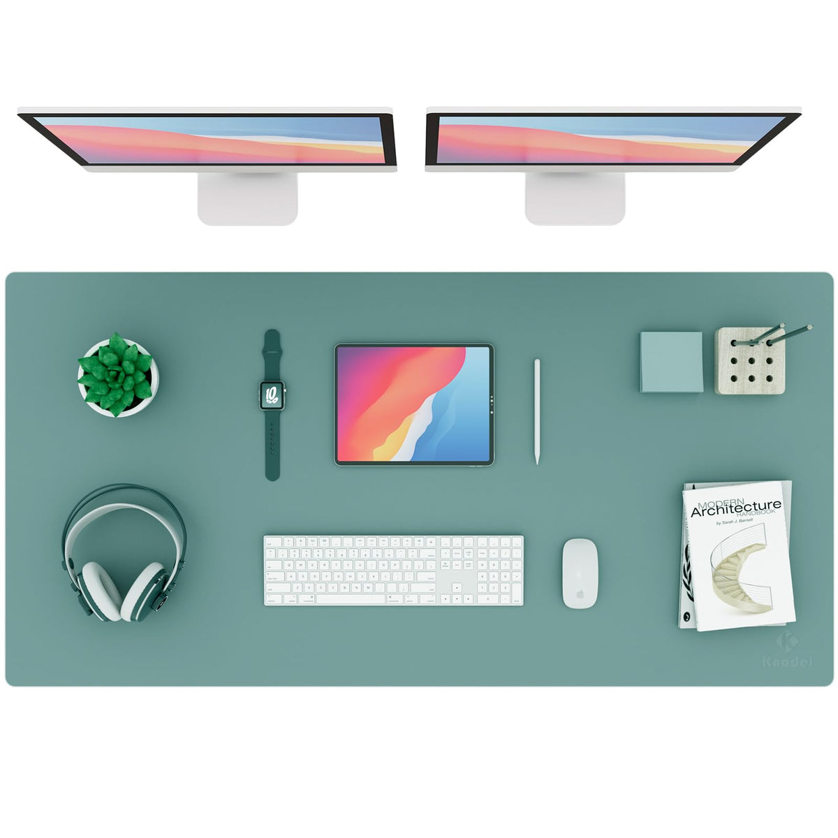 K KNODEL Large Office Desk Mat, Leather Mouse Pad (31.5"x15.7", Black)
