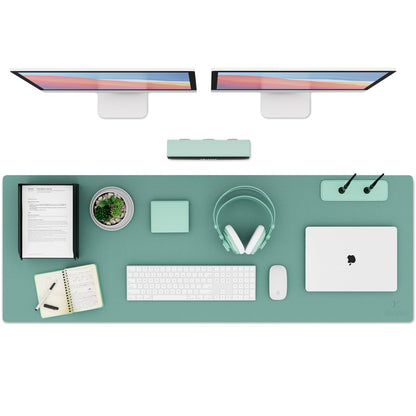 K KNODEL Large Office Desk Mat, Leather Mouse Pad (31.5"x15.7", Black)