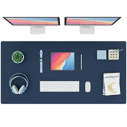K KNODEL Large Office Desk Mat, Leather Mouse Pad (31.5"x15.7", Black)
