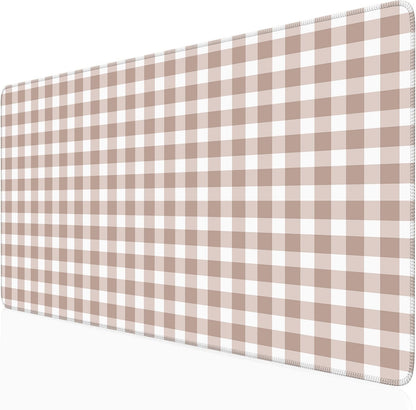 Checkered Desk Mat Cute Pink Pastel XXL Large Mouse Pad Aesthetic Boho Desk Pad with Stitched Edges, Office Decor Keyboard Pad Mouse Mat for Computer